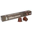 Kaffekapslen Lungo Strong Premium package and pod for Nespresso
